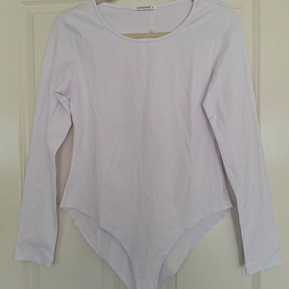 NEW MANGOPOP Cutout Front Long Sleeve Top Bodysuit L - Picture 1 of 5
